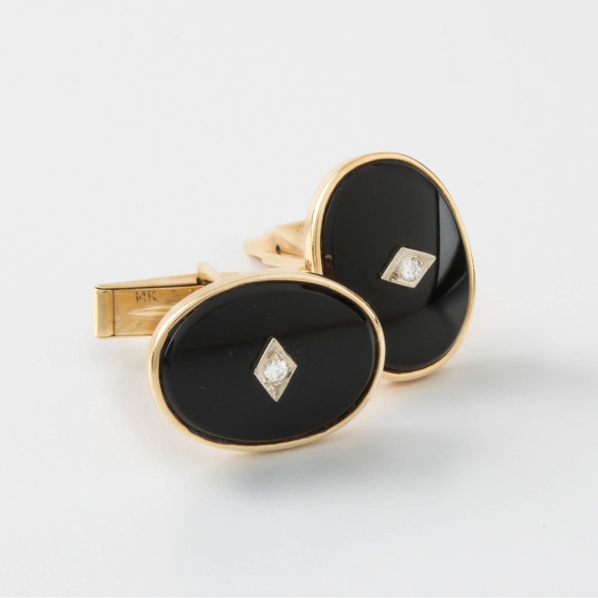 Onyx, Diamond and 14K Cufflinks