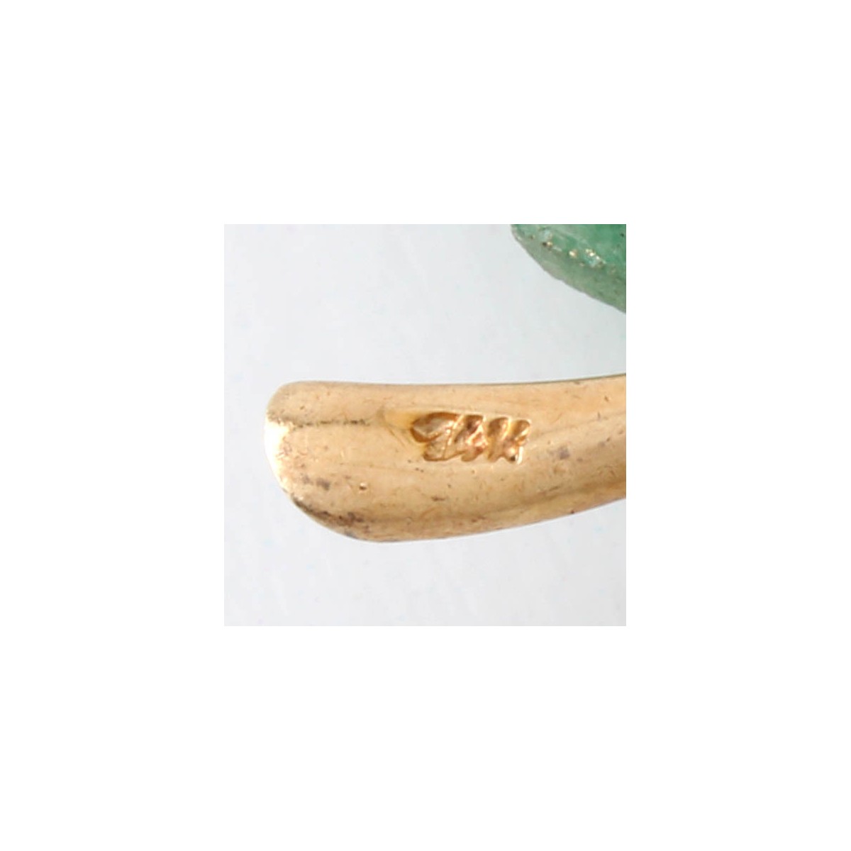 Jade and 14K Leaf Pin