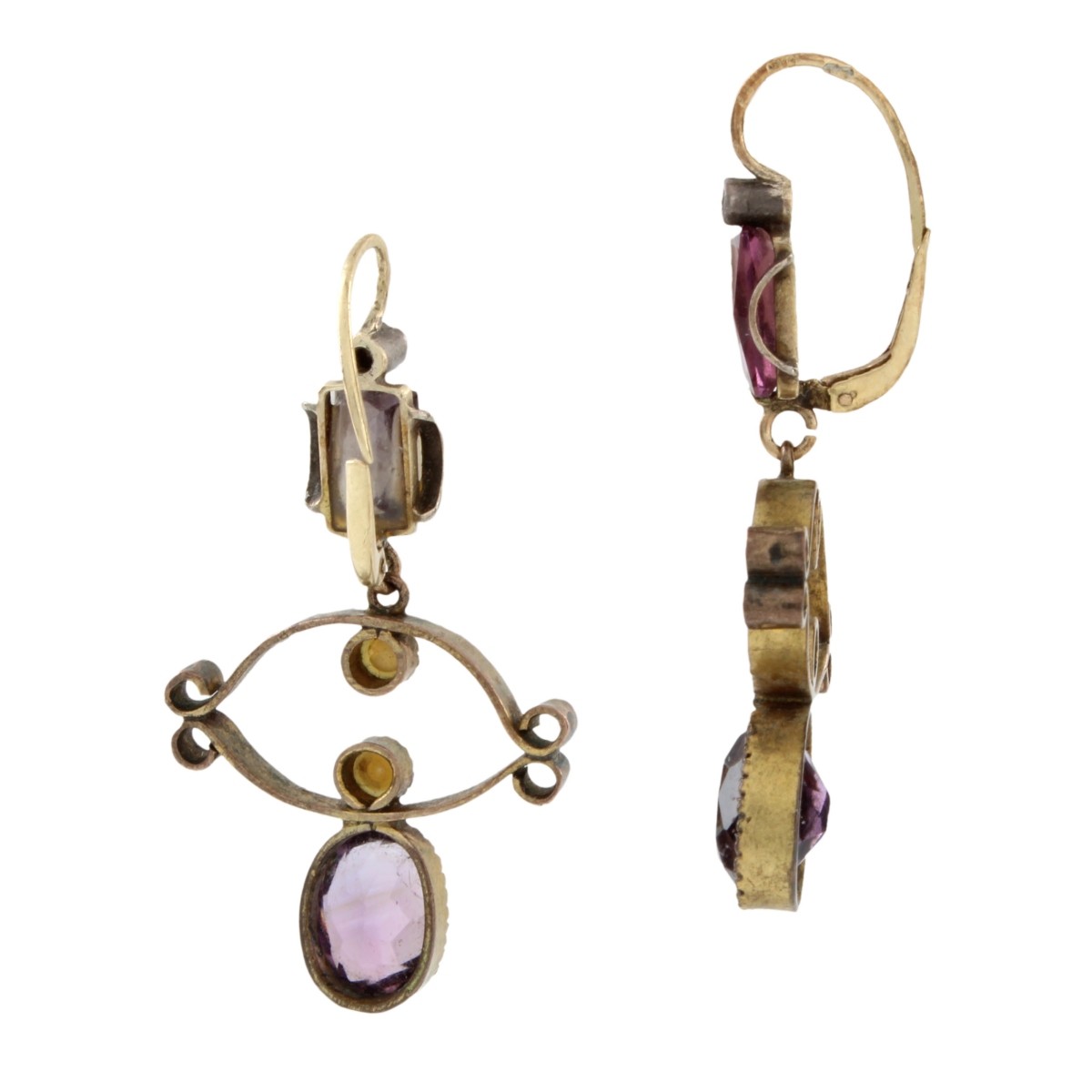 Amethyst, Pearl and 14K Earrings