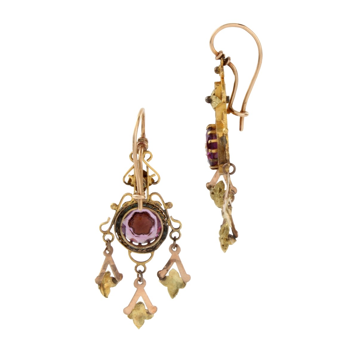 Amethyst, Pearl and 14K Earrings
