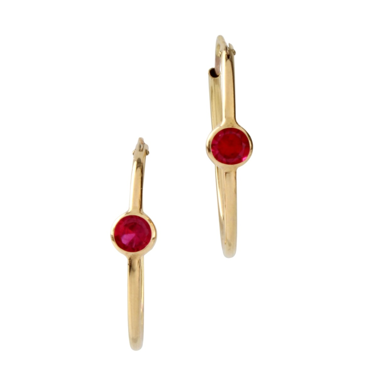 Ruby and 14K Hoop Earrings
