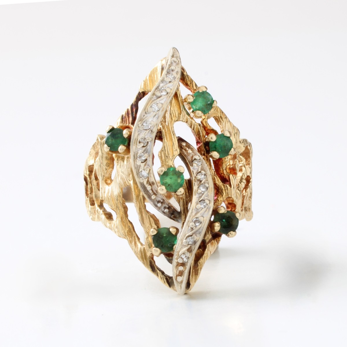 Emerald, Diamond and 14K Ring