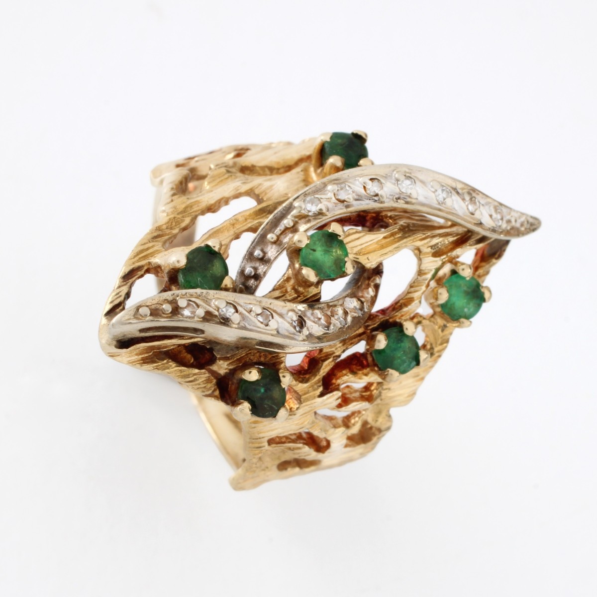 Emerald, Diamond and 14K Ring
