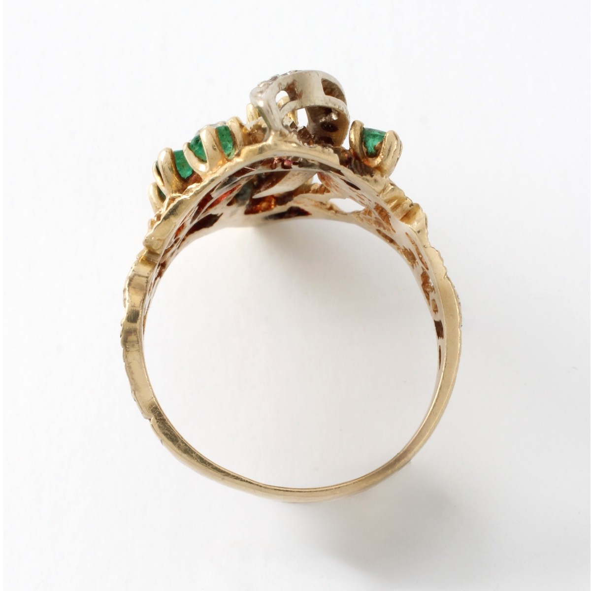 Emerald, Diamond and 14K Ring