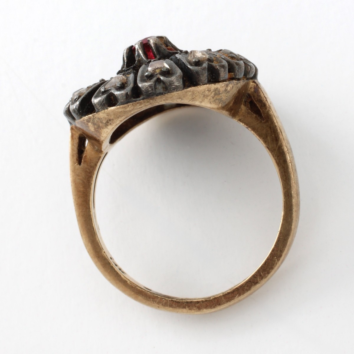 Victorian 14K, Ruby and Diamond Ring