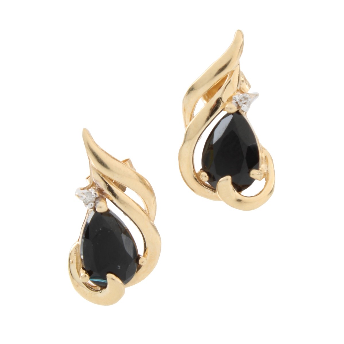Sapphire, Diamond and 14K Earrings