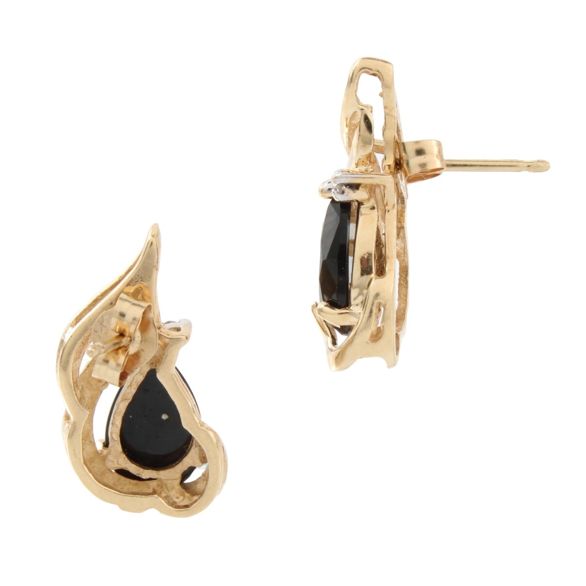 Sapphire, Diamond and 14K Earrings