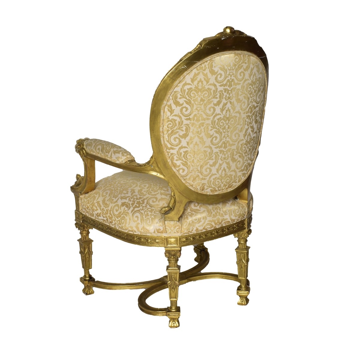 Antique Gilt Wood Figural Carved Arm Chair