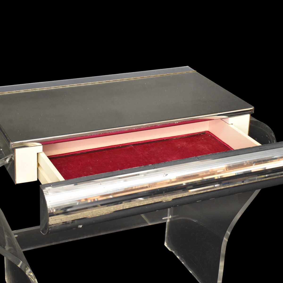 Mid-century Modern Lucite Make Up Table and Stool