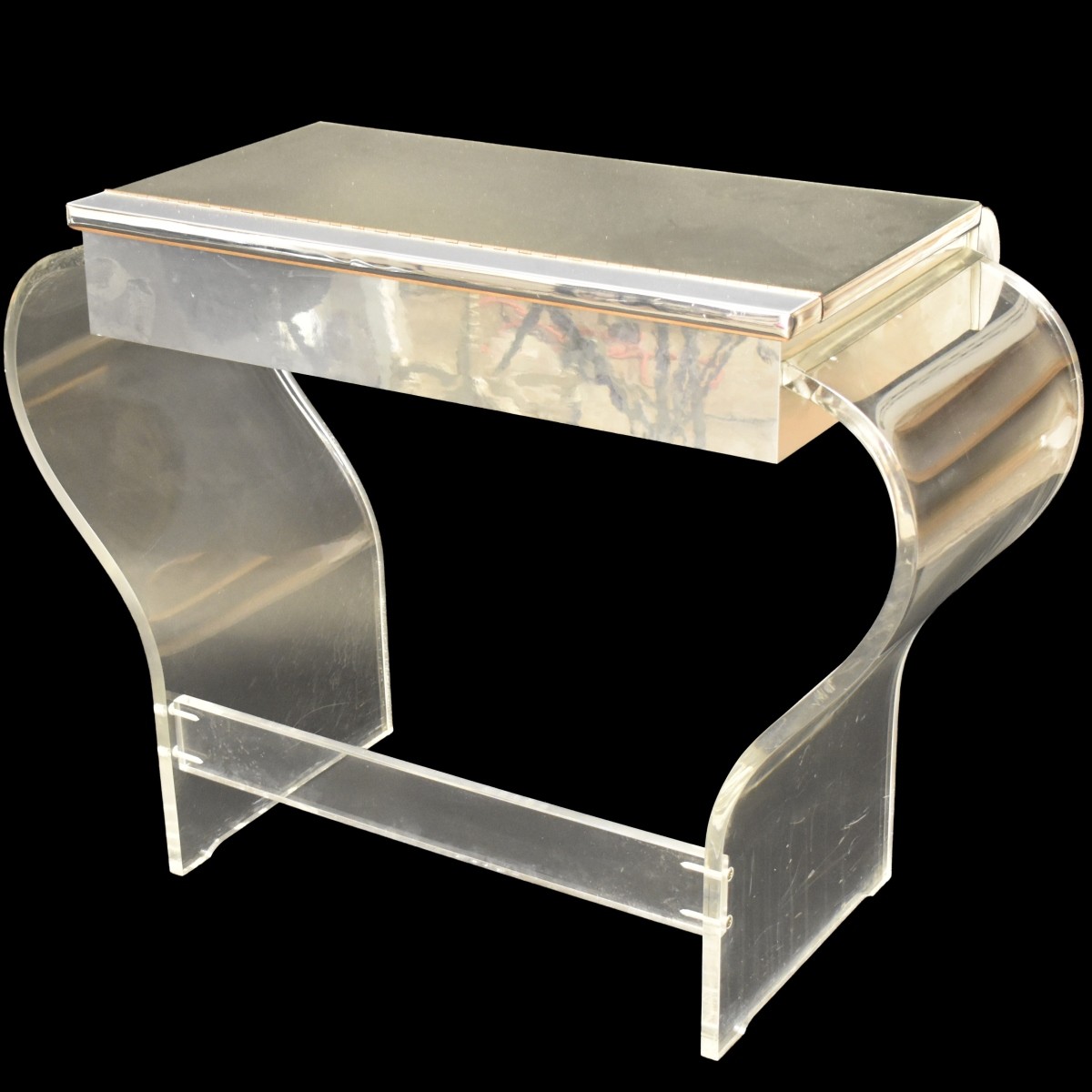 Mid-century Modern Lucite Make Up Table and Stool
