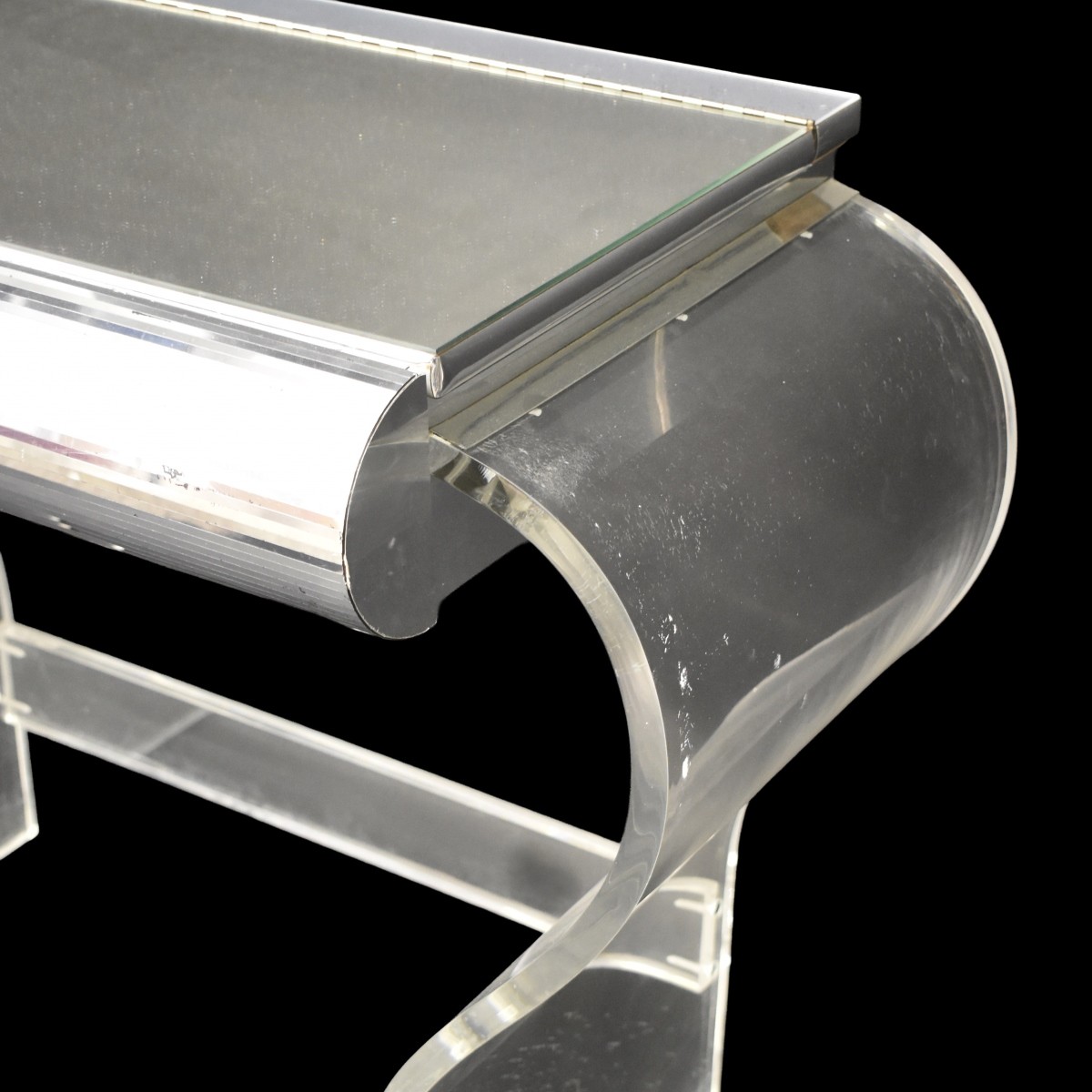 Mid-century Modern Lucite Make Up Table and Stool
