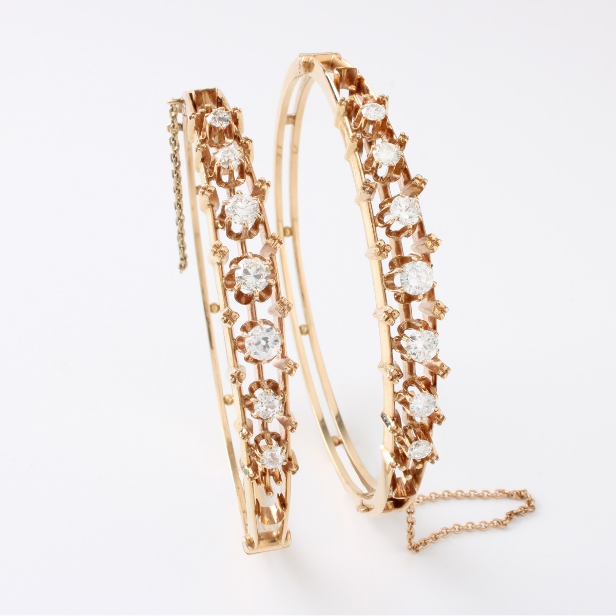 Diamond and 14K Bangle Bracelets