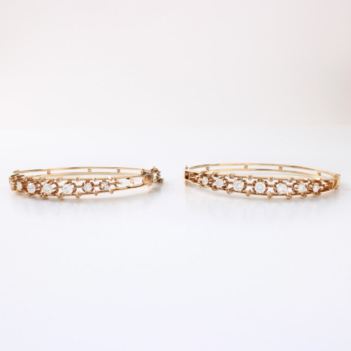 Diamond and 14K Bangle Bracelets