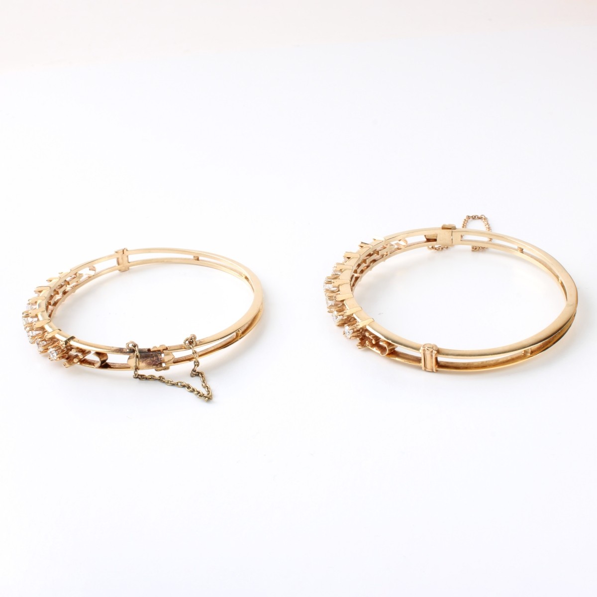Diamond and 14K Bangle Bracelets