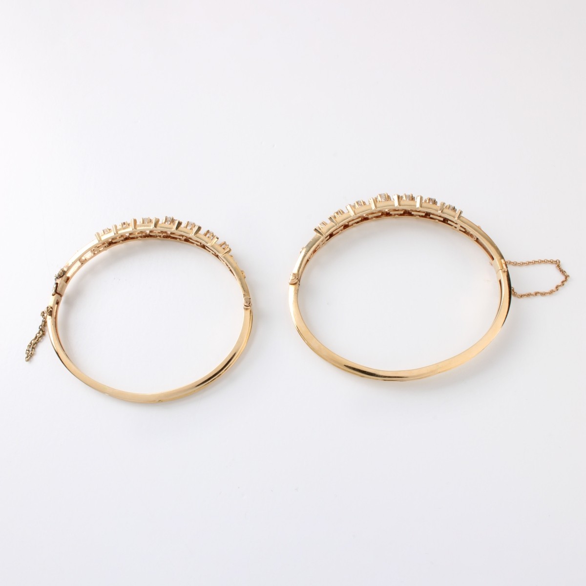 Diamond and 14K Bangle Bracelets