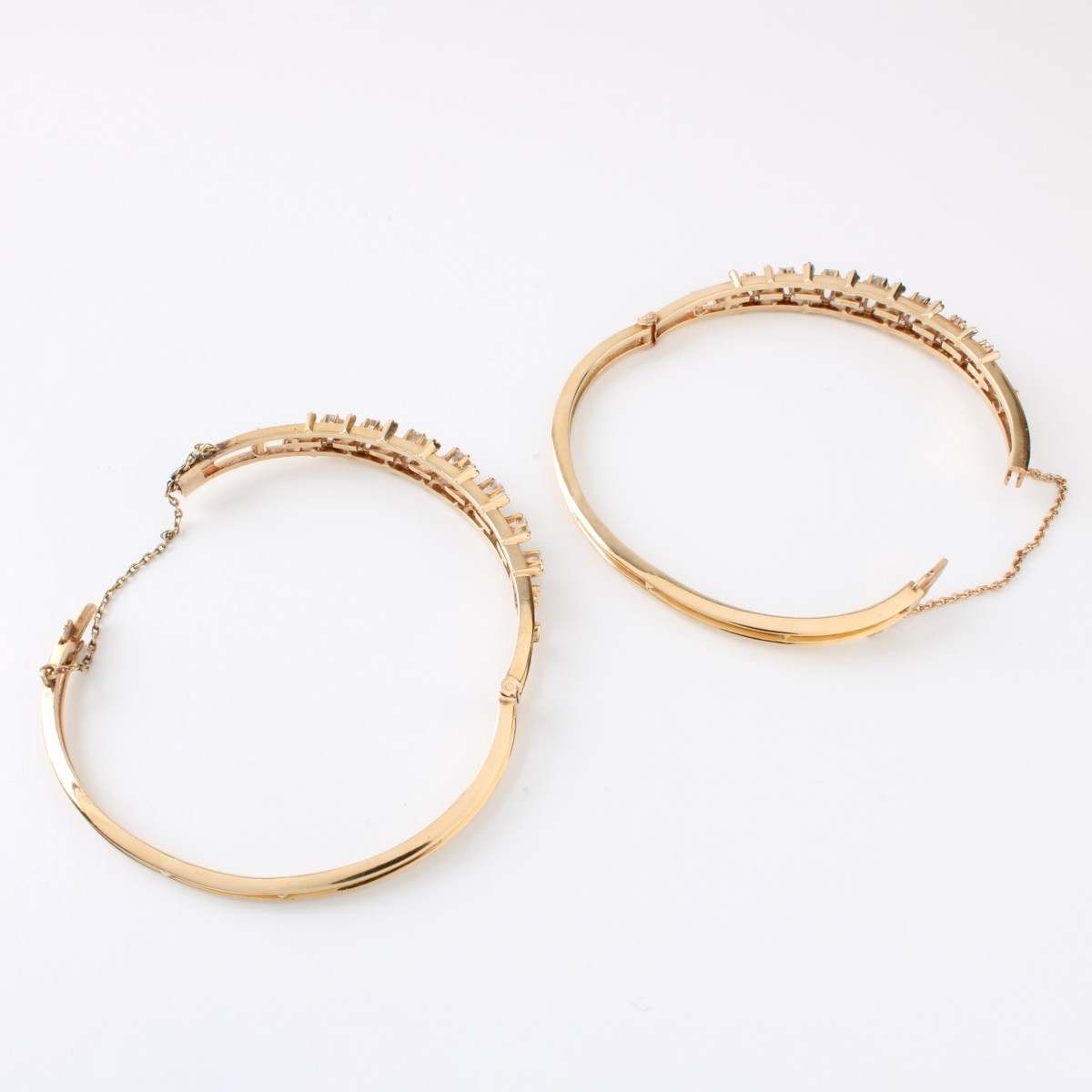 Diamond and 14K Bangle Bracelets