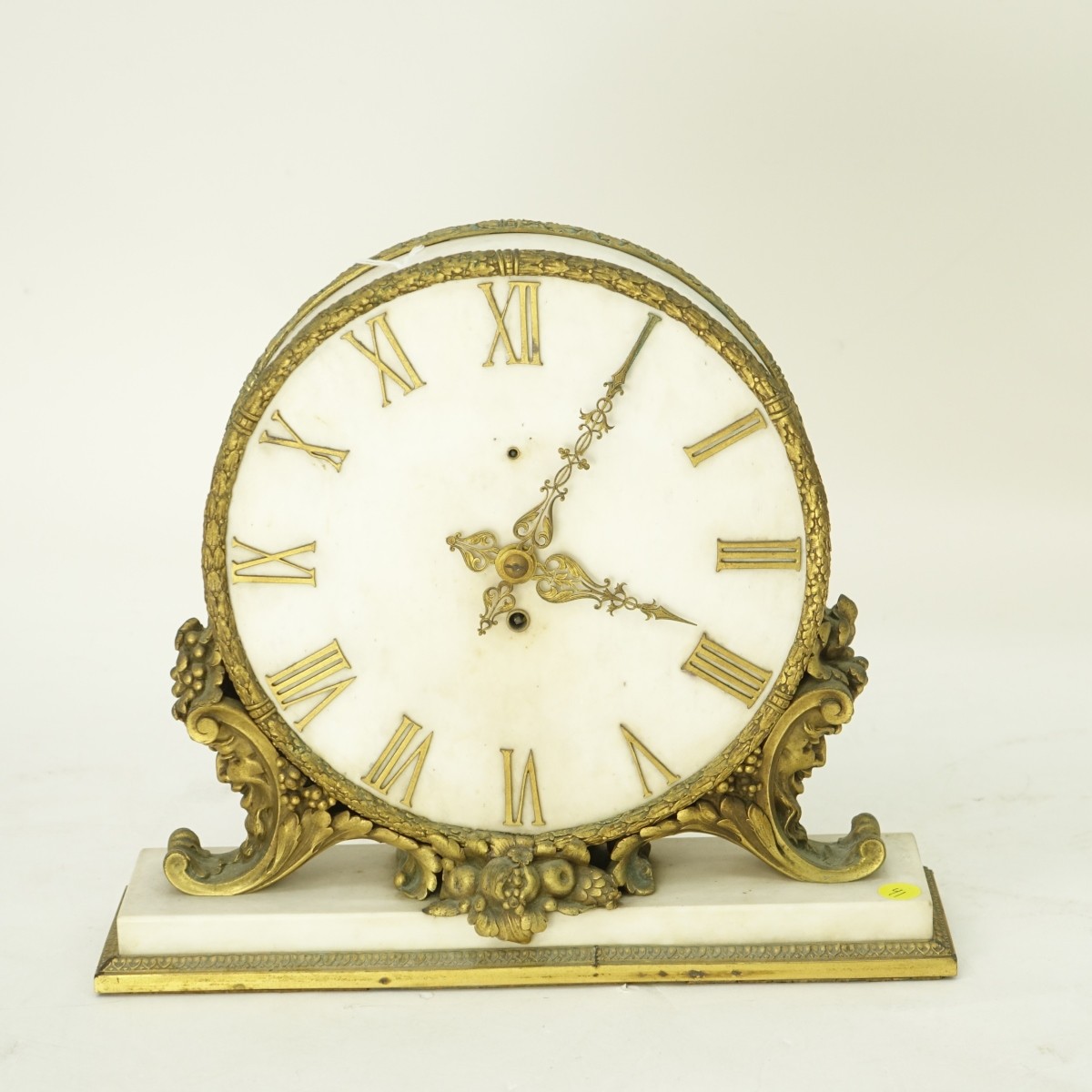 Ormolu, Patinated Bronze Marble Mantle Clock