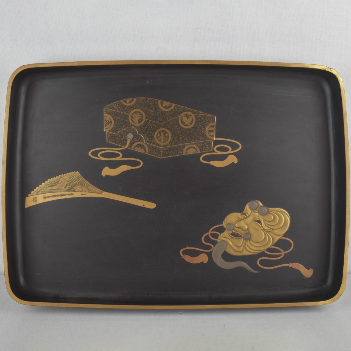 Meiji Period Japanese Black Lacquered Tray