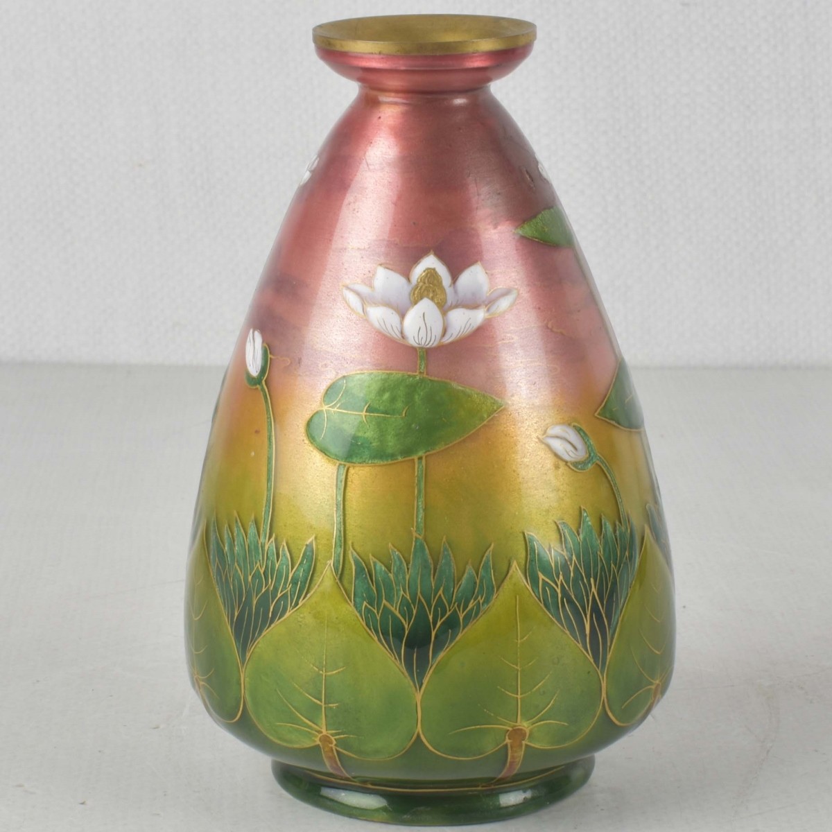 French Limoges Foil Floral Pattern Vase