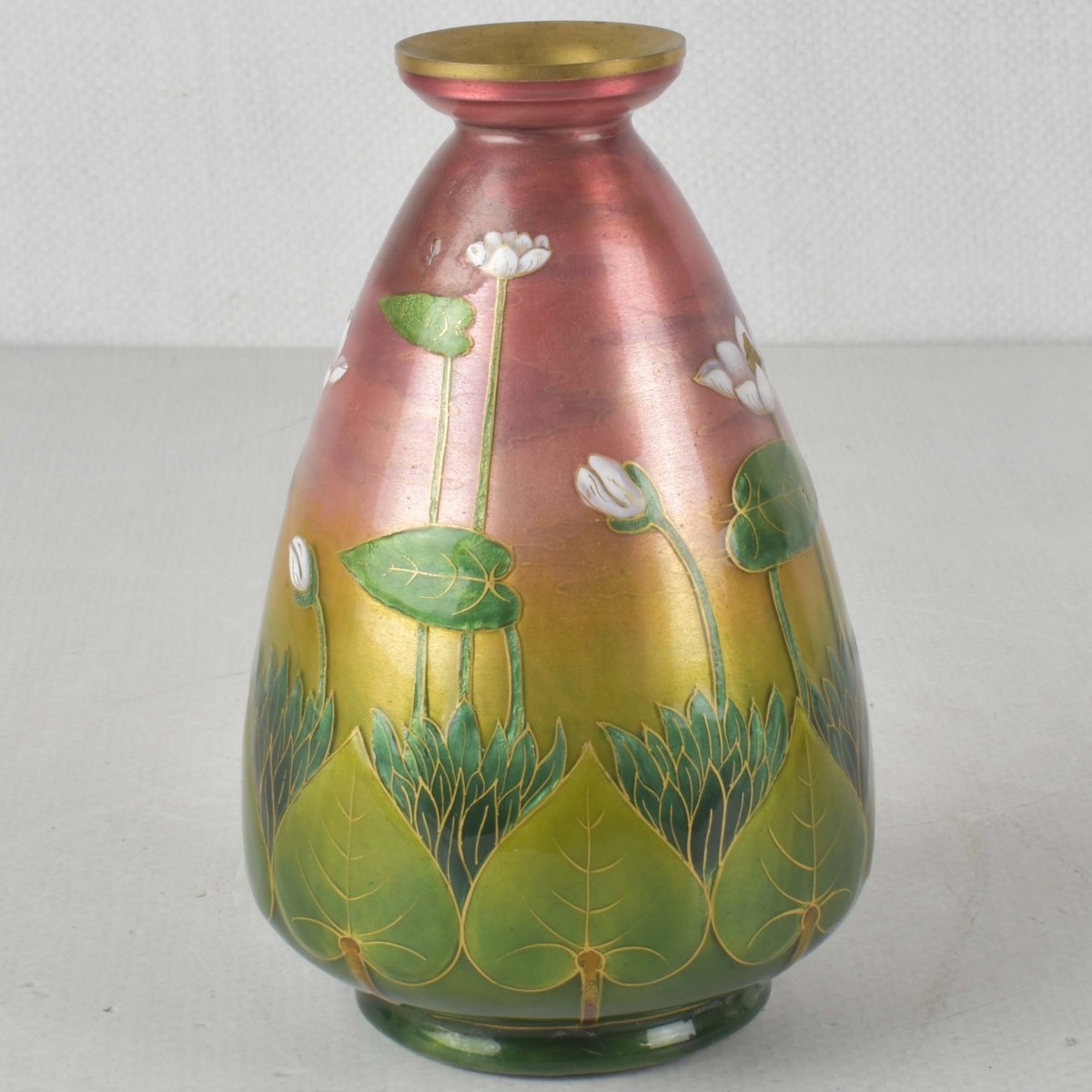 French Limoges Foil Floral Pattern Vase