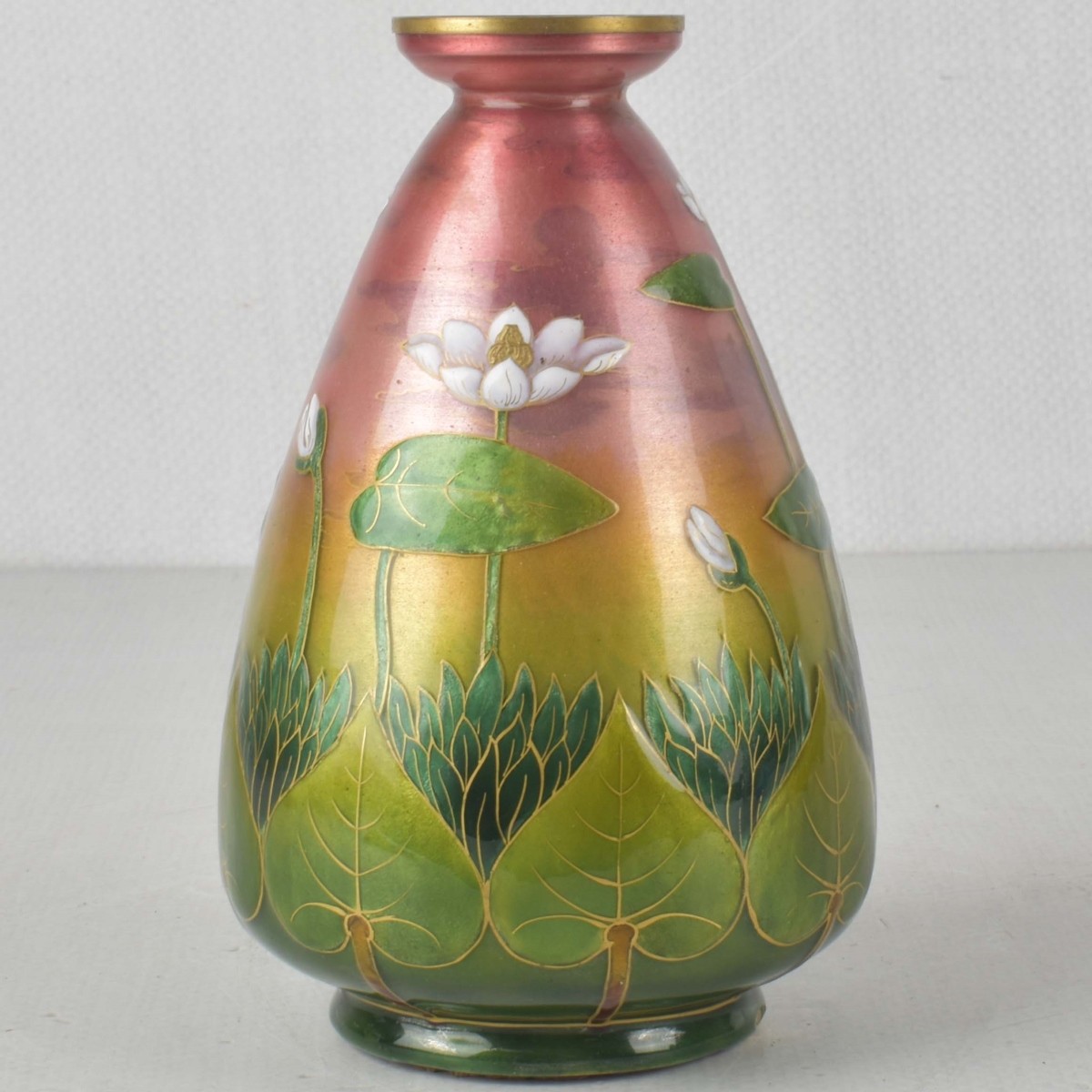 French Limoges Foil Floral Pattern Vase