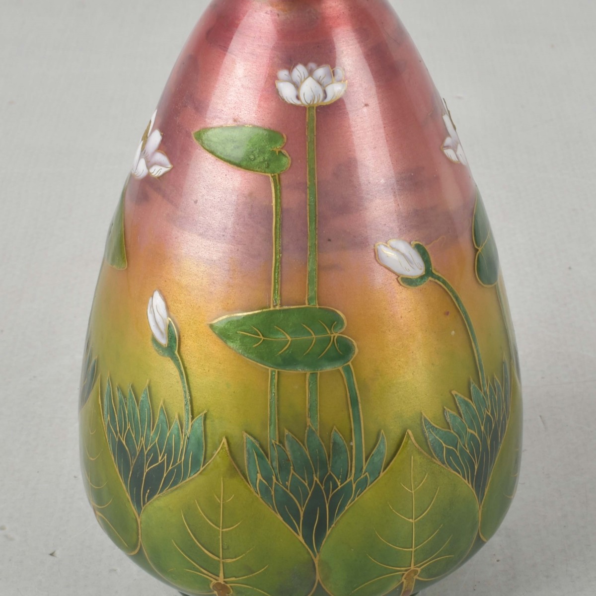 French Limoges Foil Floral Pattern Vase