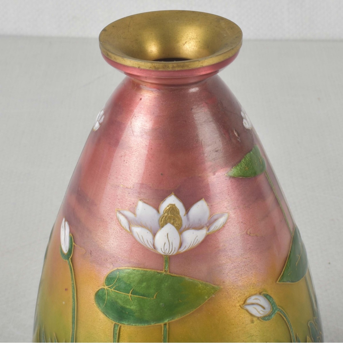French Limoges Foil Floral Pattern Vase