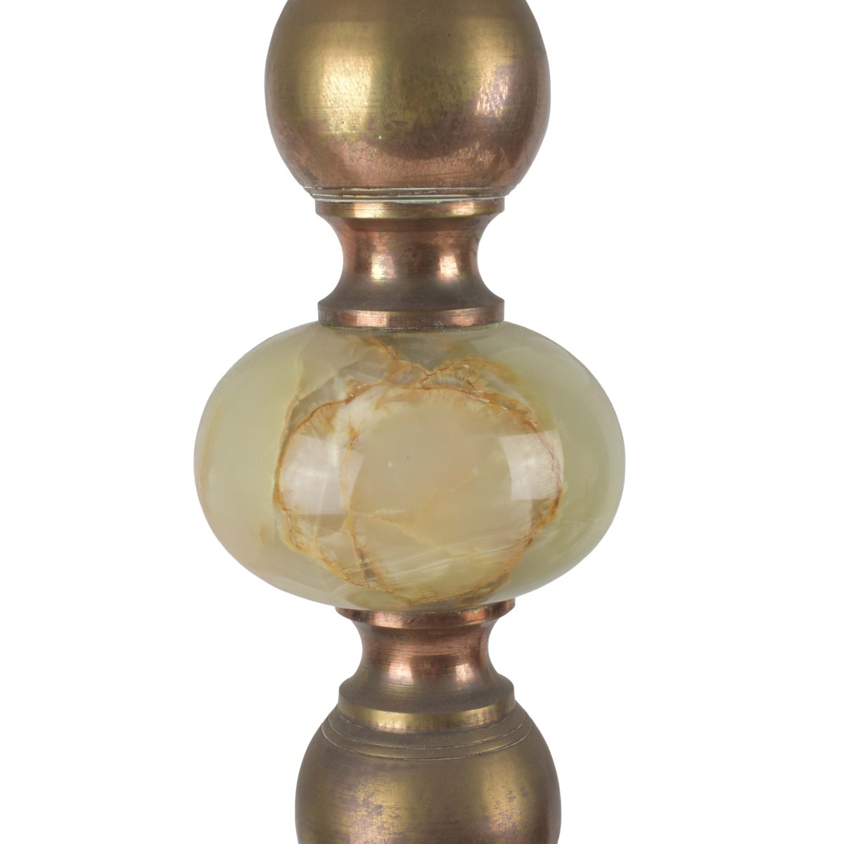 Large Onyx Vintage and Brass Candlesticks