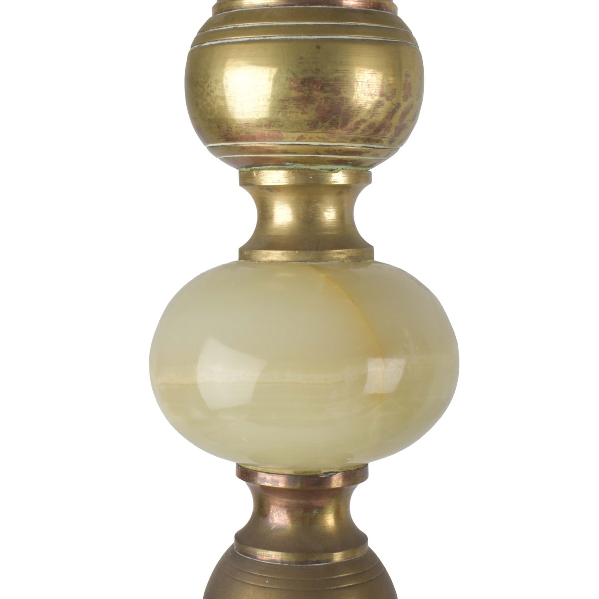 Large Onyx Vintage and Brass Candlesticks