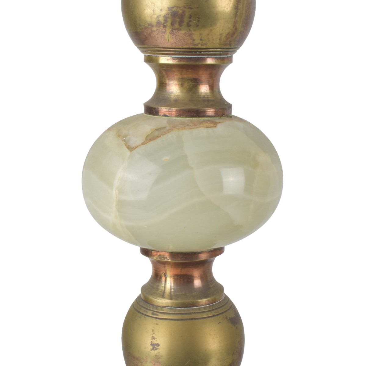 Large Onyx Vintage and Brass Candlesticks