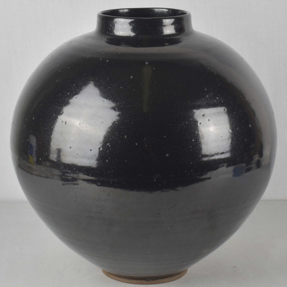 Large Black Glazed Pottery Vase