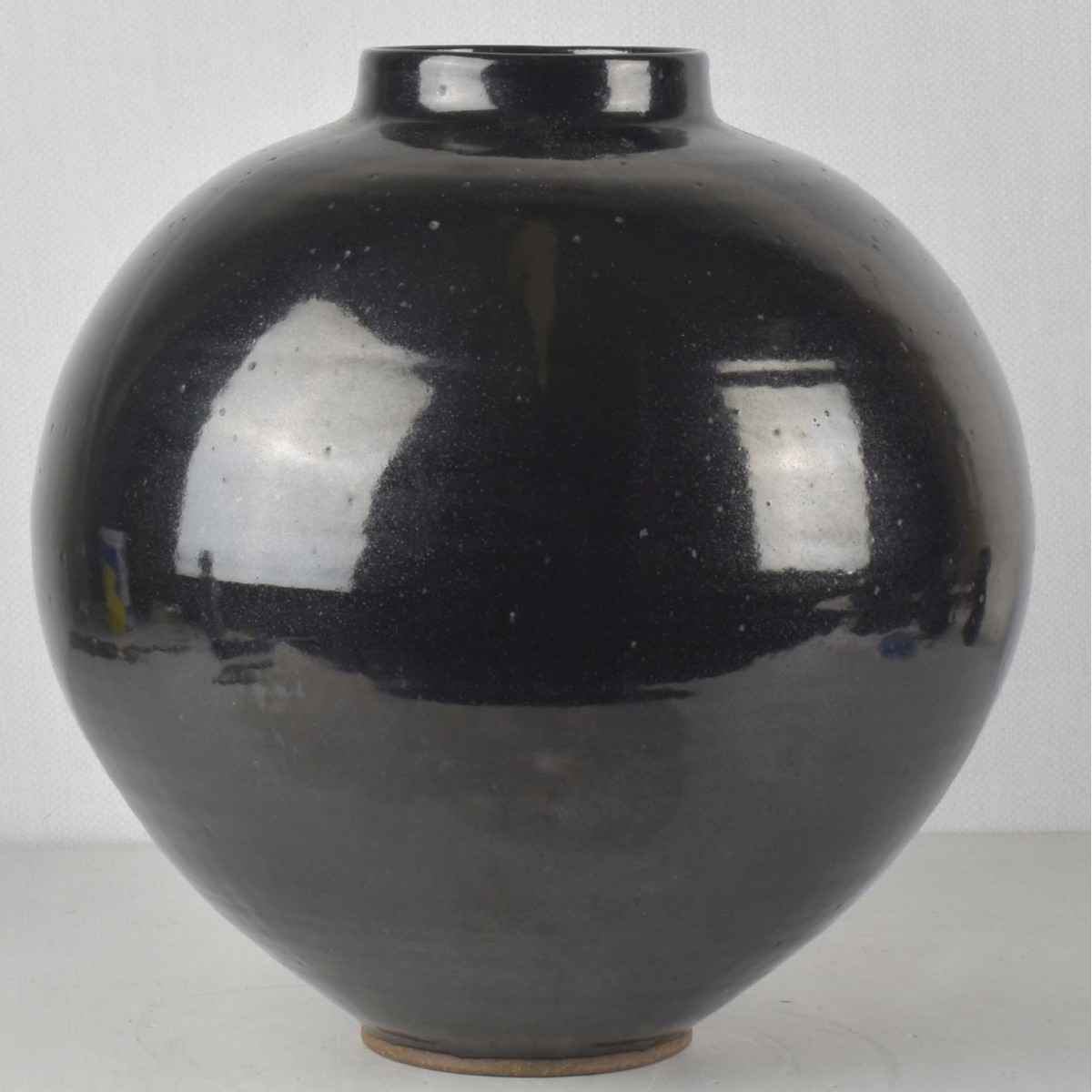 Large Black Glazed Pottery Vase