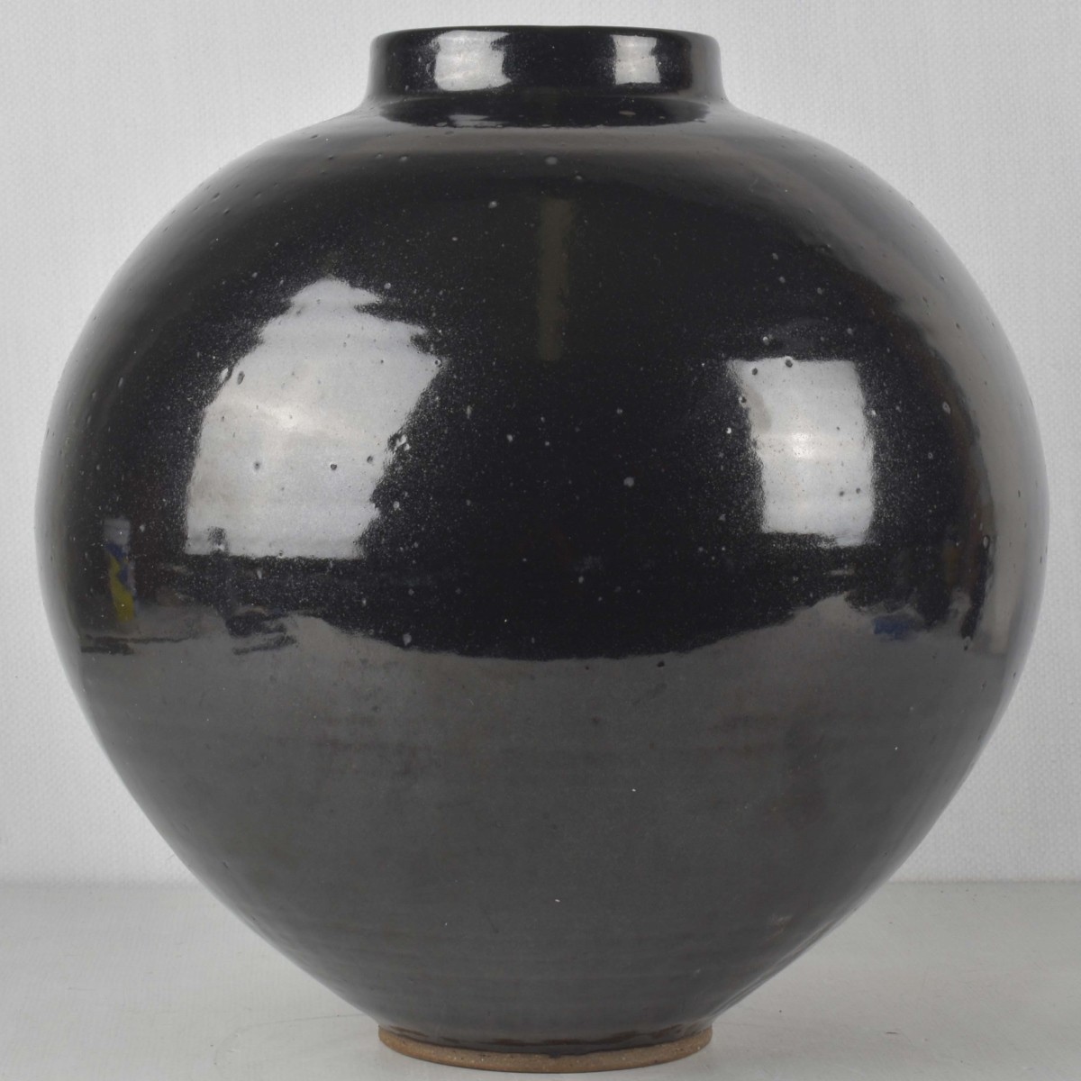 Large Black Glazed Pottery Vase