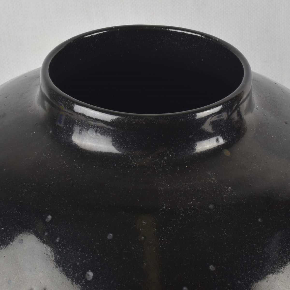 Large Black Glazed Pottery Vase