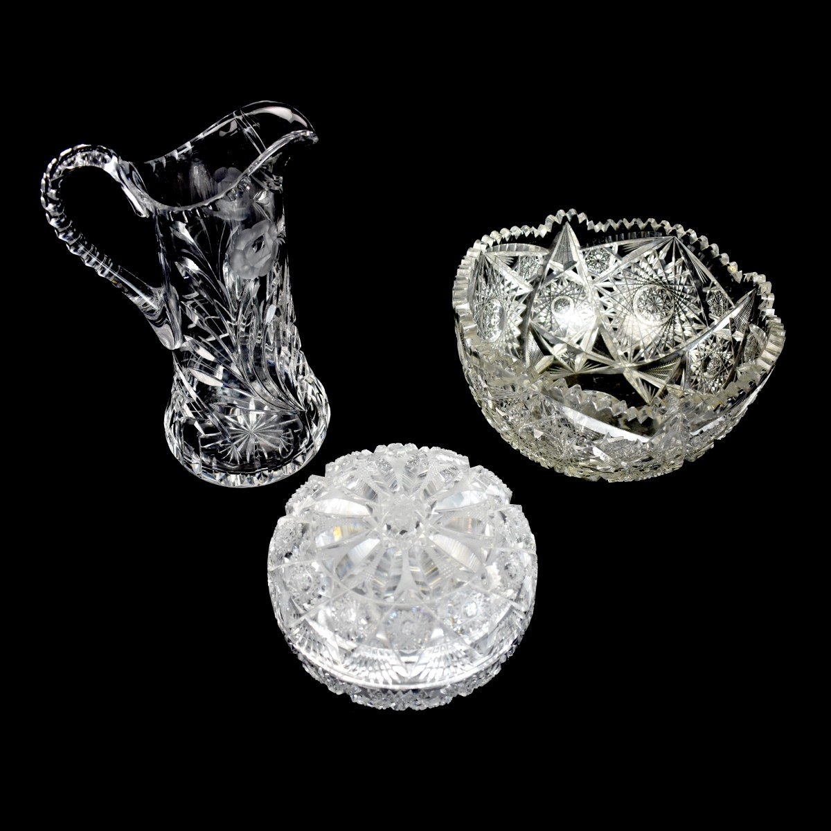 Three Vintage Cut Glass Tableware