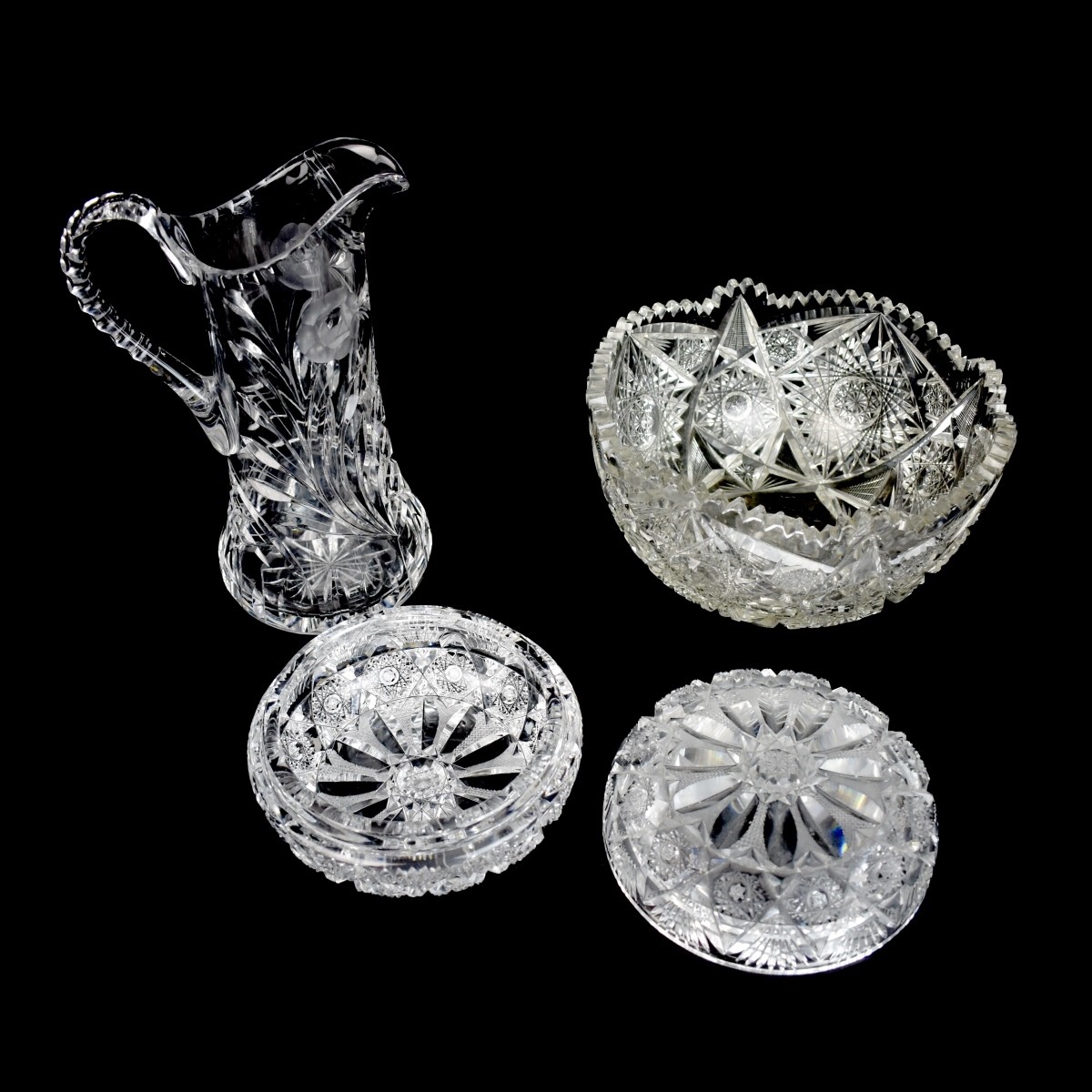 Three Vintage Cut Glass Tableware