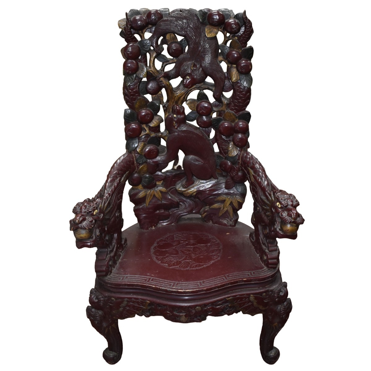 Carved Chinese Dragon Throne Chair