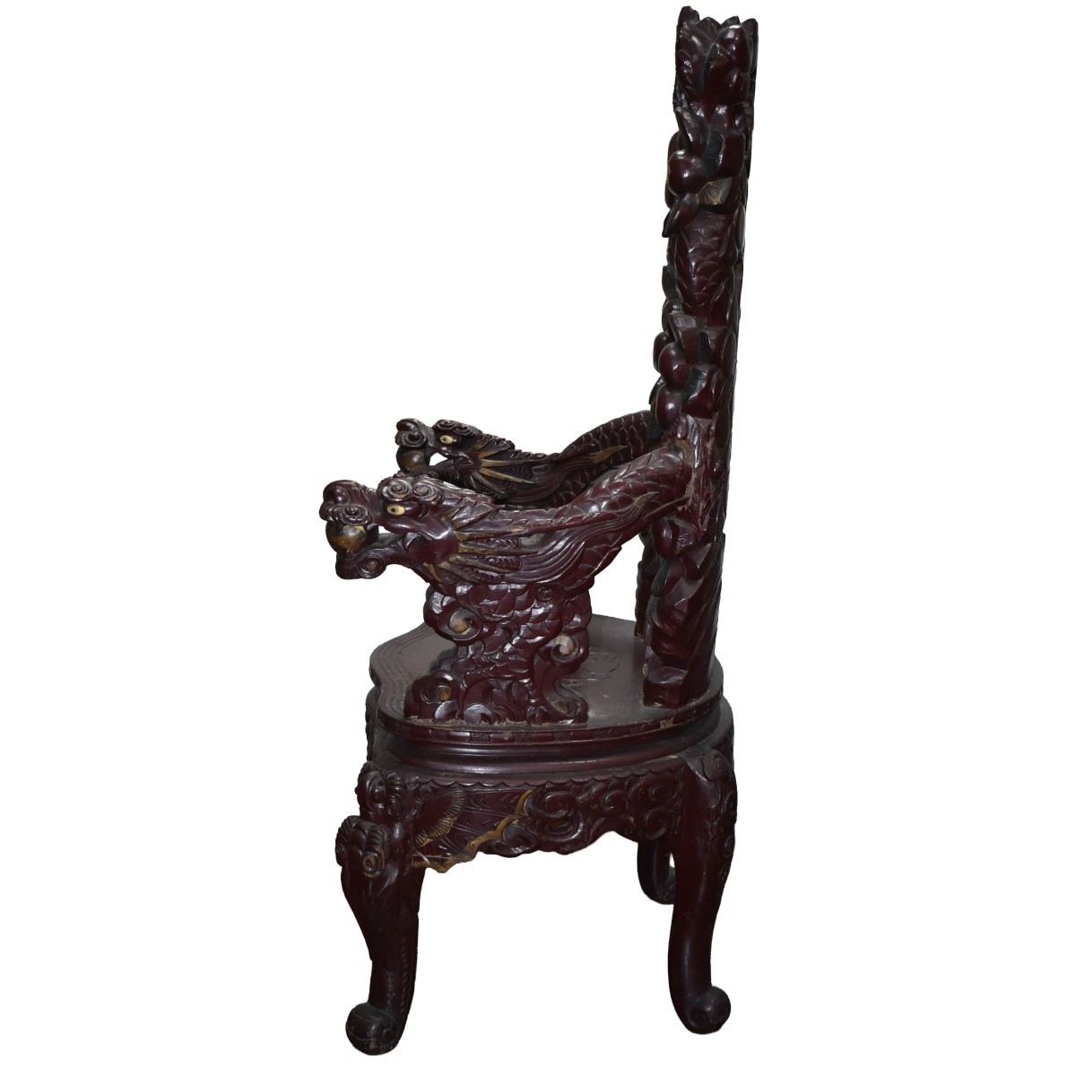 Carved Chinese Dragon Throne Chair