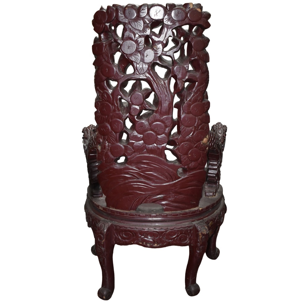 Carved Chinese Dragon Throne Chair
