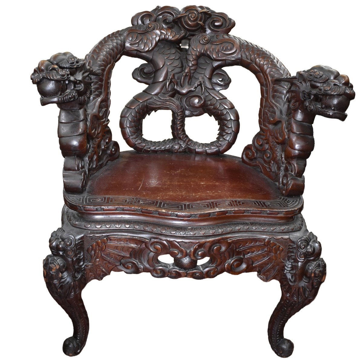 Carved Chinese Dragon Arm Chair