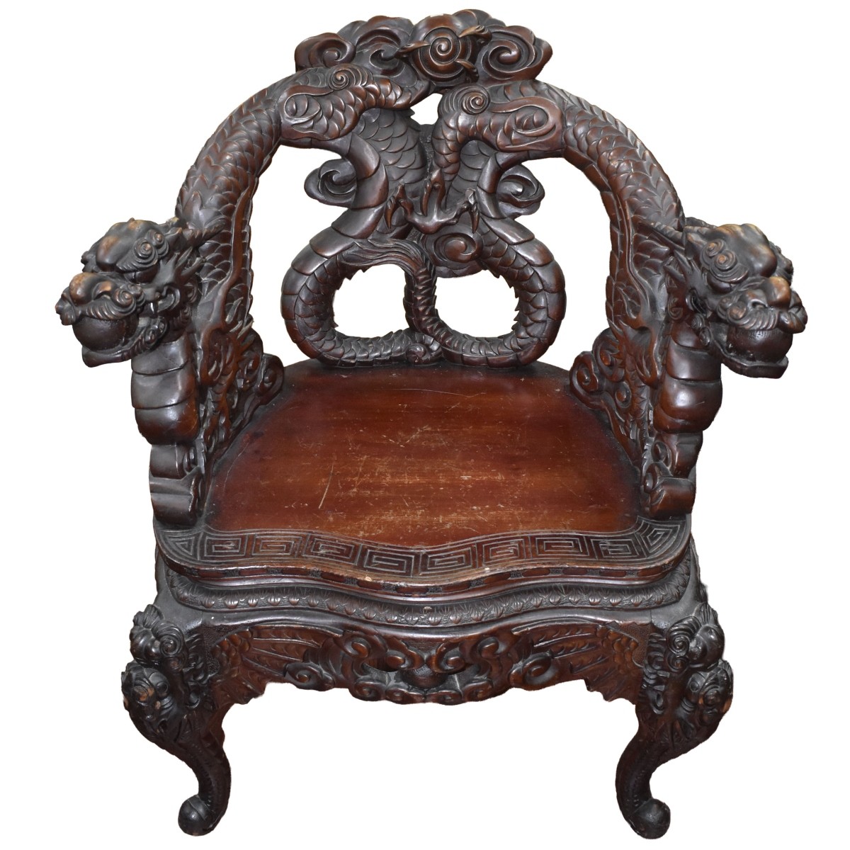 Carved Chinese Dragon Arm Chair