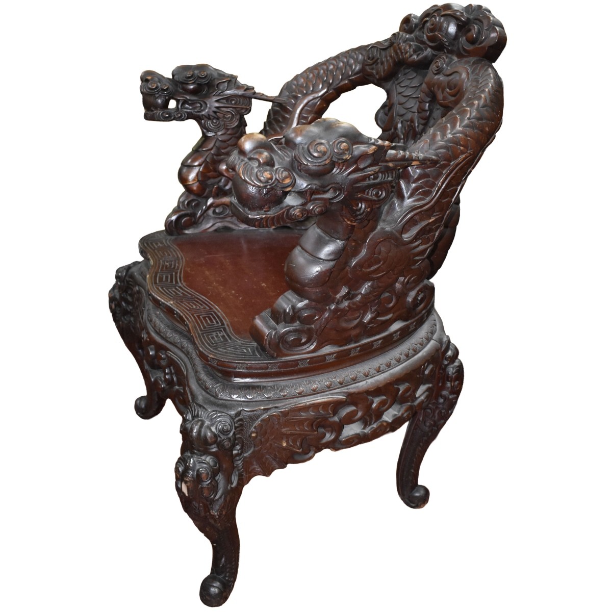 Carved Chinese Dragon Arm Chair