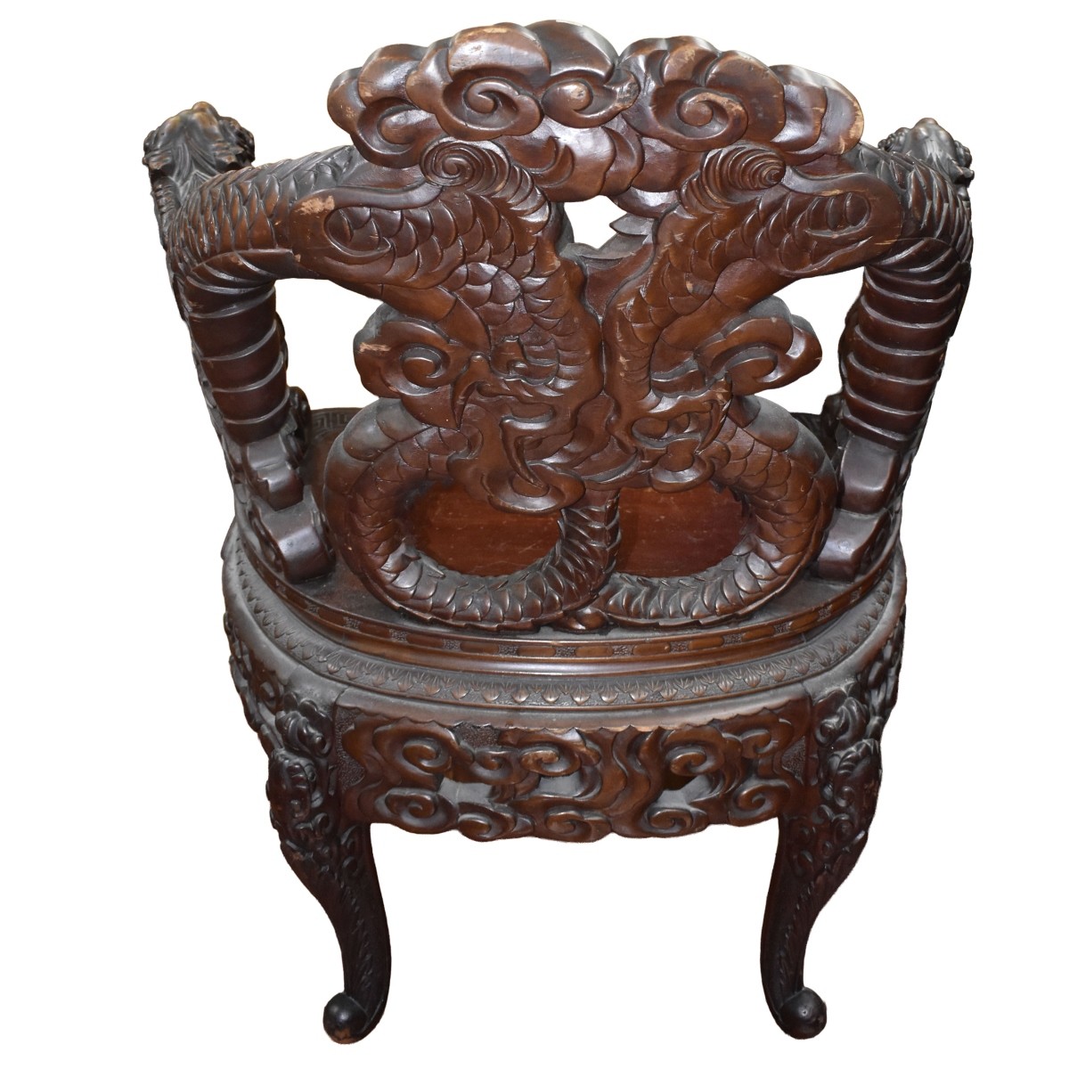 Carved Chinese Dragon Arm Chair