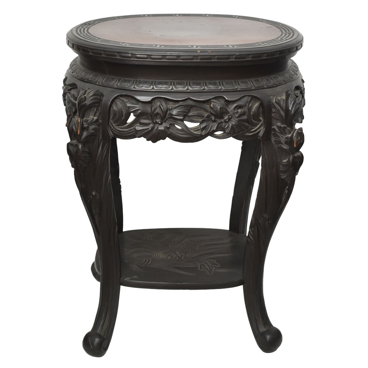 Carved Wood Chinese Oval Table