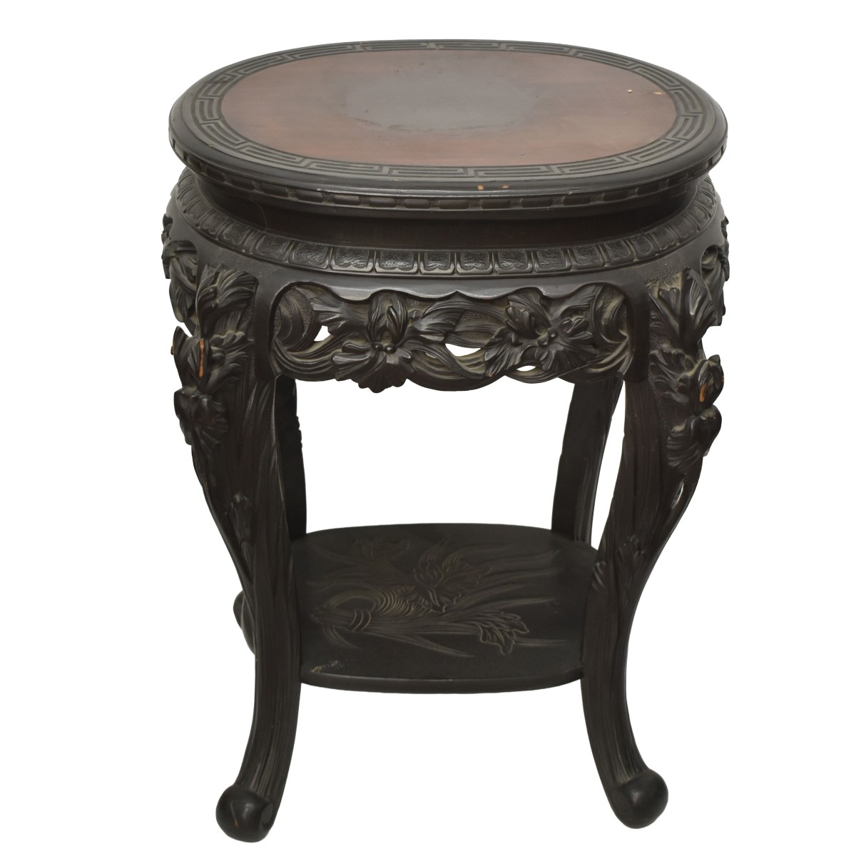 Carved Wood Chinese Oval Table