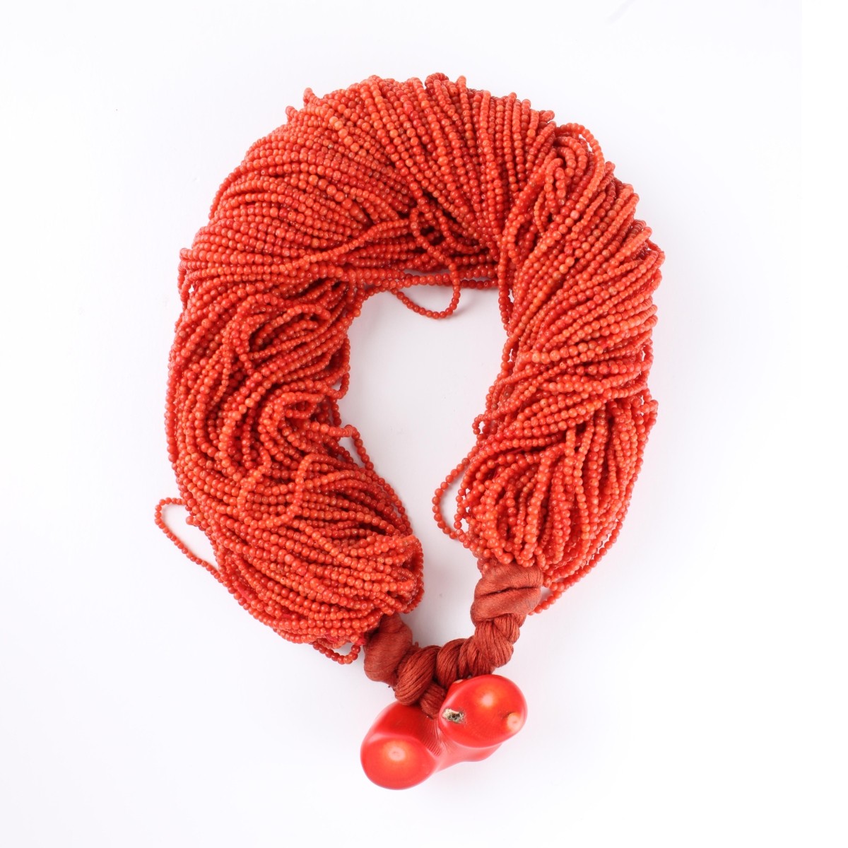 Red Coral Bead Torsade Necklace