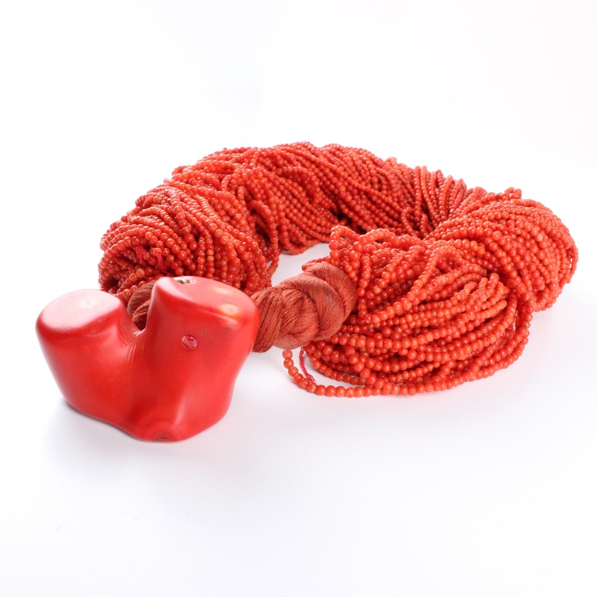 Red Coral Bead Torsade Necklace