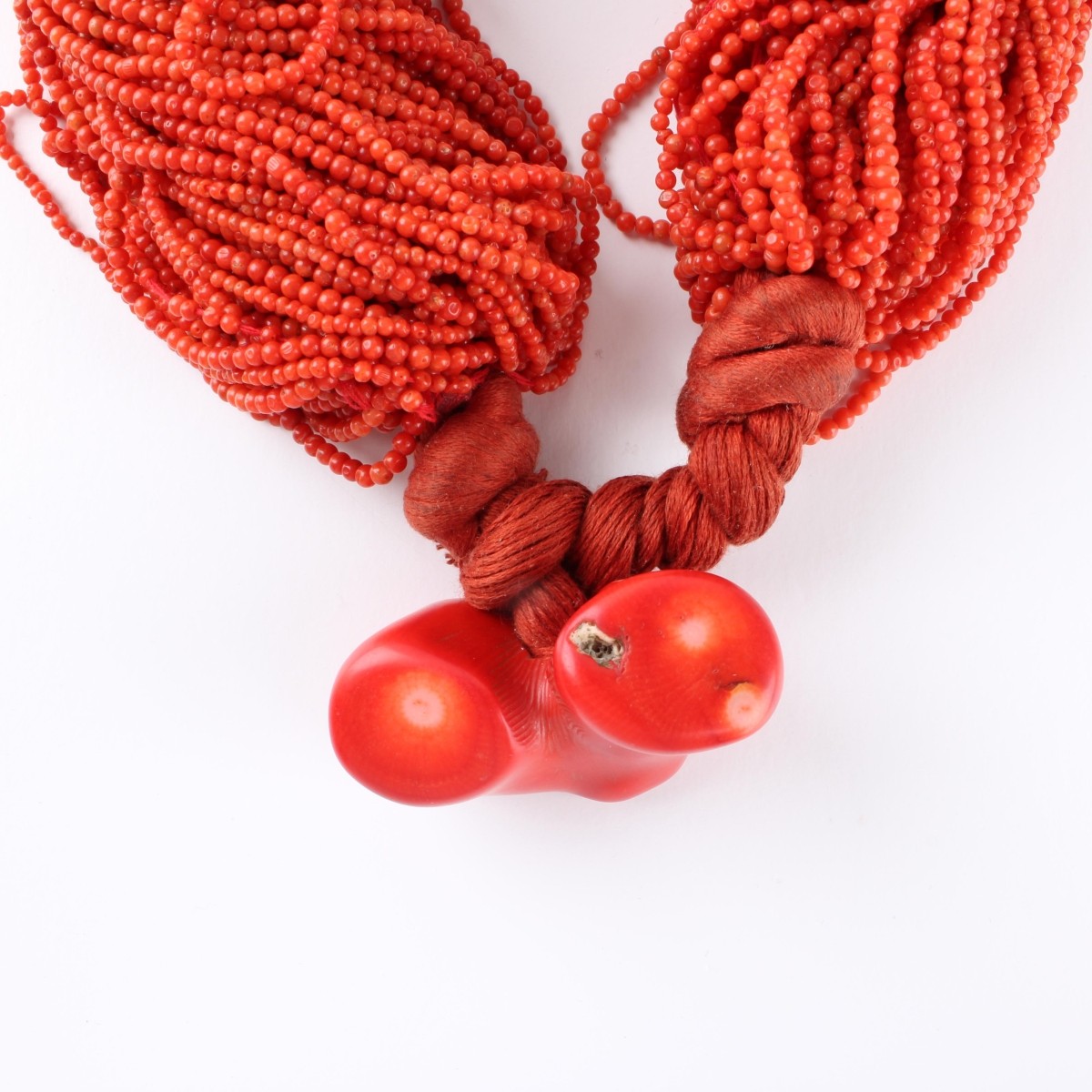 Red Coral Bead Torsade Necklace