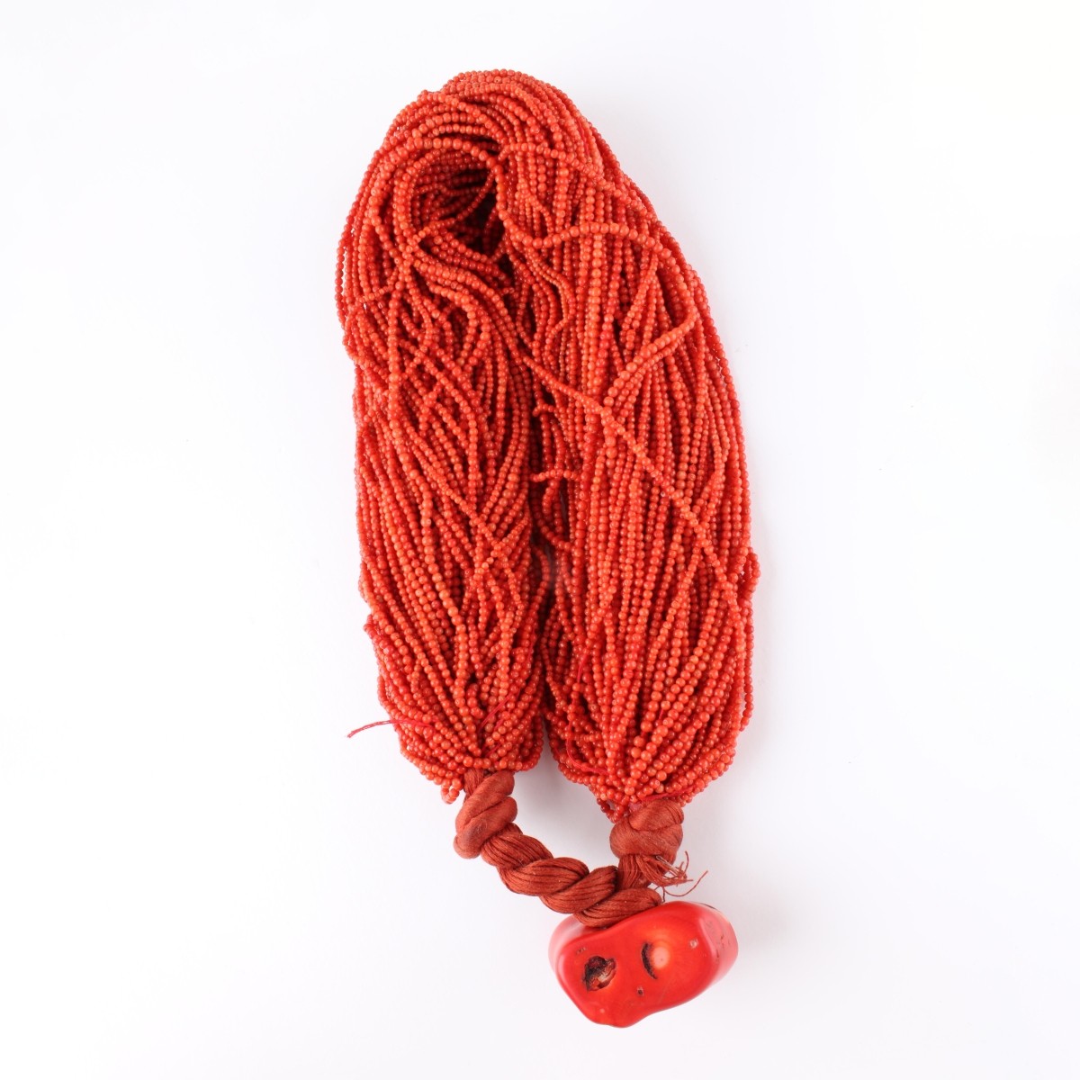 Red Coral Bead Torsade Necklace