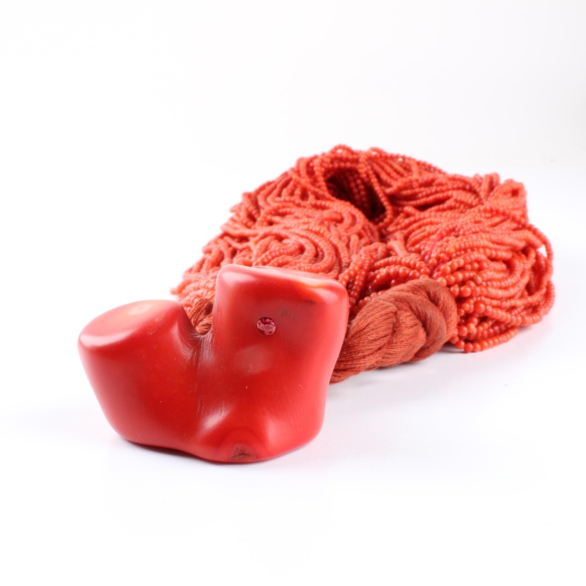Red Coral Bead Torsade Necklace